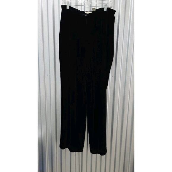 Vintage Ann Taylor Velvet Suit 14 Blazer Pants Black Classic Polished Silk Blend - Picture 9 of 14